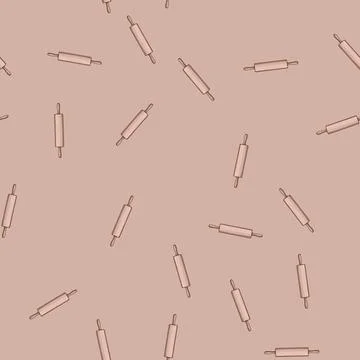 Seamless pattern dough rolling pin cartoon vector Stock Illustration