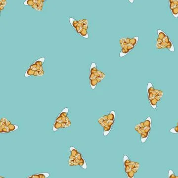 Seamless pattern doughnuts greek loukoumades cartoon vector Stock Illustration