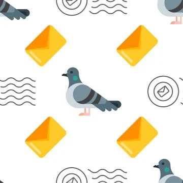 Seamless pattern with dove and letter. Stock Illustration