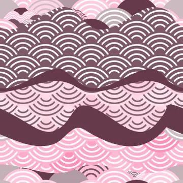 Seamless pattern dragon fish scales simple Nature background with japanese wa Stock Illustration