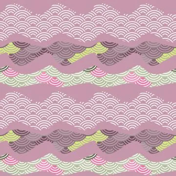 Seamless pattern dragon fish scales simple Nature background with japanese wa Stock Illustration