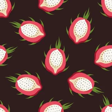Seamless pattern with dragon fruit. Stock Illustration