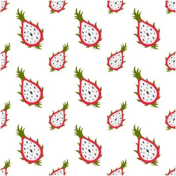 Seamless pattern Dragon fruit, vector illustration. Illustrazione stock