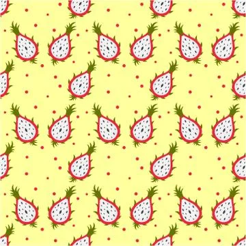 Seamless pattern Dragon fruit, vector illustration. Illustrazione stock