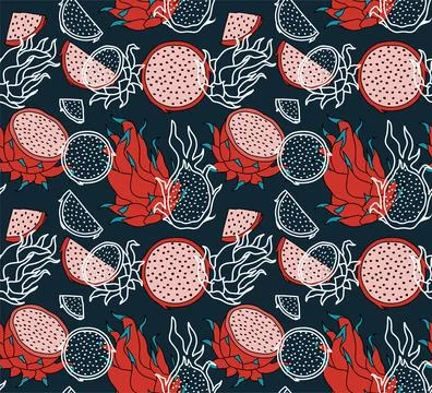 Seamless pattern with dragon fruits イラスト素材