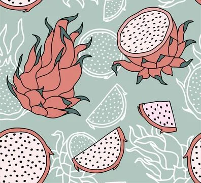 Seamless pattern with dragon fruitssoccialer19d (2) Illustrazione stock