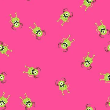 Seamless pattern dragon monster with horns cartoon vector Stock Illustration