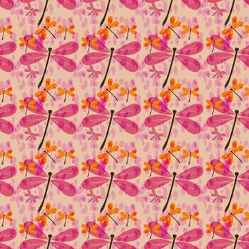 Seamless pattern with dragonflies Stock Illustration