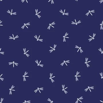Seamless pattern with dragonfly on color background. Romantic vector Illustrazione stock