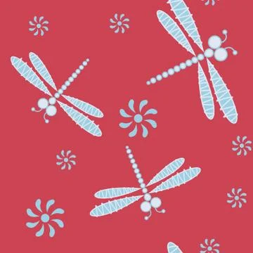 Seamless pattern with dragonfly Stock Illustration