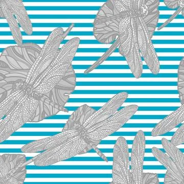 Seamless pattern with dragonfly. Stock Illustration