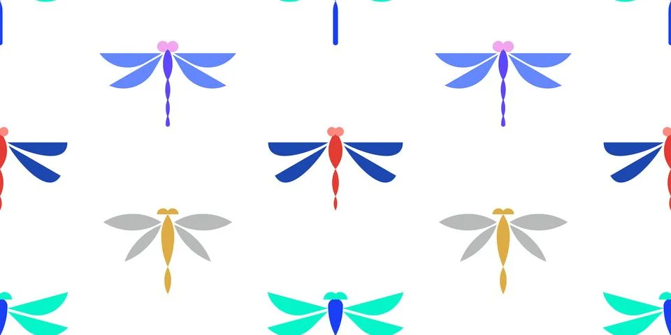 Seamless pattern with Dragonflys Stock Illustration