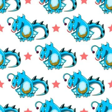 Seamless pattern with dragons Stock Illustration
