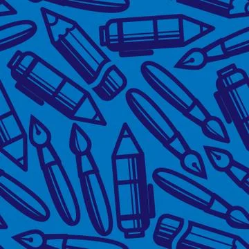 Seamless pattern with drawing and writing tools Stock Illustration