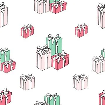 Seamless pattern drawing boxes presents sink illustration, vector design elem Stock Illustration