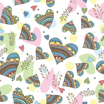 Seamless pattern of drawing doodle hearts イラスト素材