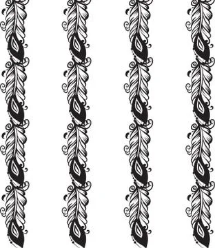 Seamless pattern with drawing of feathers Stock Illustration