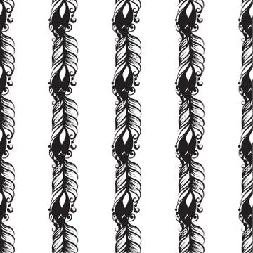 Seamless pattern with drawing of feathers Stock Illustration