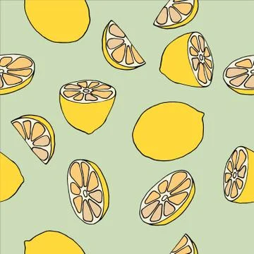 Seamless pattern drawing lemon sink illustration, vector design element for p Stock Illustration