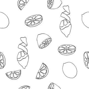 Seamless pattern drawing lemon sink illustration, vector 스톡 일러스트