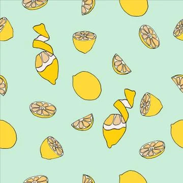 Seamless pattern drawing lemon sink illustration, vector design element for p Stock Illustration