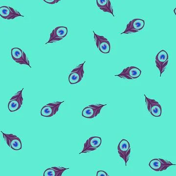 Seamless pattern drawing peacock feather cartoon vector Illustrazione stock