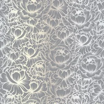 Seamless pattern with drawings of peonies Stock Illustration