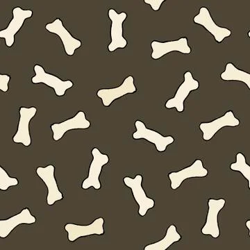 Seamless pattern with drawn bones Stock Illustration