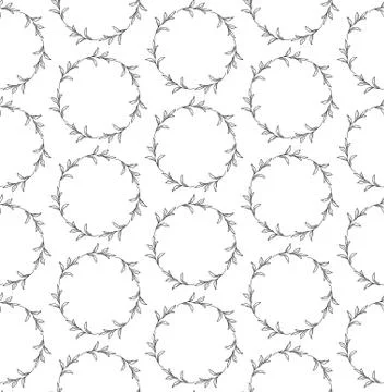 Seamless Pattern with Drawn Circles Branches, Plants Stock Illustration