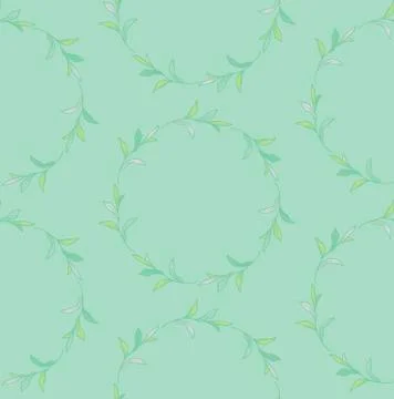 Seamless Pattern with Drawn Circles Branches, Plants Stock Illustration