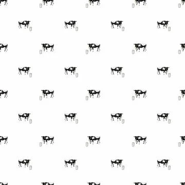 Seamless pattern drawn by hand. cute cow with bow and can. farm rural life Stock Illustration