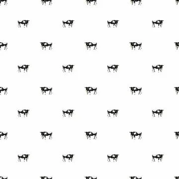Seamless pattern drawn by hand. cute cow with bow and can. farm rural life Illustrazione stock