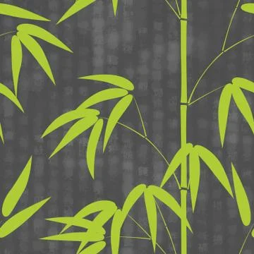 Seamless pattern drawn japanese style bamboo on a background with hieroglyphs Illustrazione stock