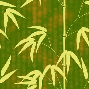 Seamless pattern drawn japanese style bamboo on a background with hieroglyphs Illustrazione stock