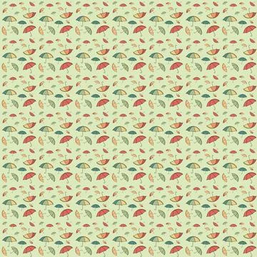 Seamless pattern drawn with a marker on a light green background. Autumn theme. Stock Illustration