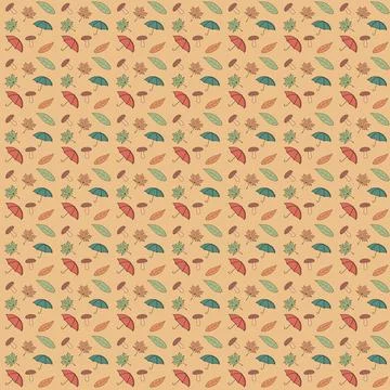 Seamless pattern drawn with a marker on a light  background. Autumn theme. le Stockillustratie