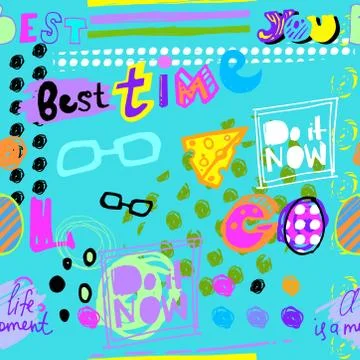Seamless pattern drawn with phrases Stock Illustration
