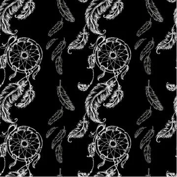 Seamless pattern Dreamcatcher Stock Illustration
