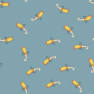 Seamless pattern drink beer bottle character cartoon vector イラスト素材
