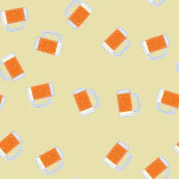 Seamless pattern drink beer glass cartoon vector Stock Illustration