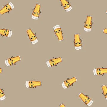 Seamless pattern drink beer mug character cartoon vector Stock Illustration