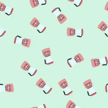 Seamless pattern drink blender cartoon vector Stock Illustration