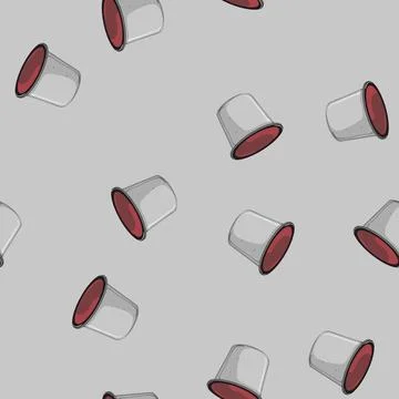 Seamless pattern drink capsule coffee cartoon vector Stock Illustration