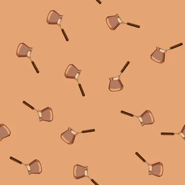 Seamless pattern drink cezve coffee cartoon vector Illustration