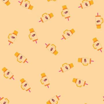 Seamless pattern drink coffee glass cartoon vector 스톡 일러스트
