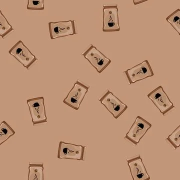 Seamless pattern drink coffee packaging cartoon vector Stock Illustration