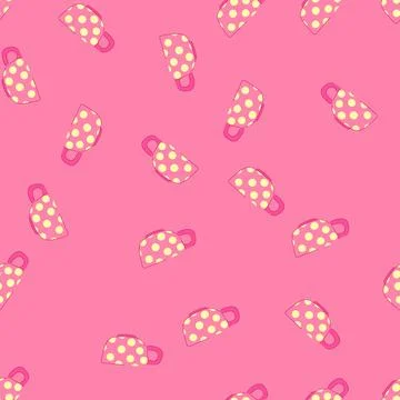 Seamless pattern drink cup ceramic cartoon vector Stock Illustration