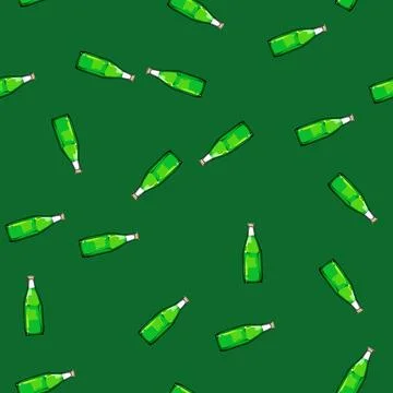 Seamless pattern drink glass bottle soda cartoon vector イラスト素材