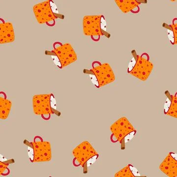 Seamless pattern drink marshmallow cup cartoon vector 스톡 일러스트