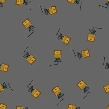 Seamless pattern drink mill coffee grinder manual cartoon vector Stock Illustration